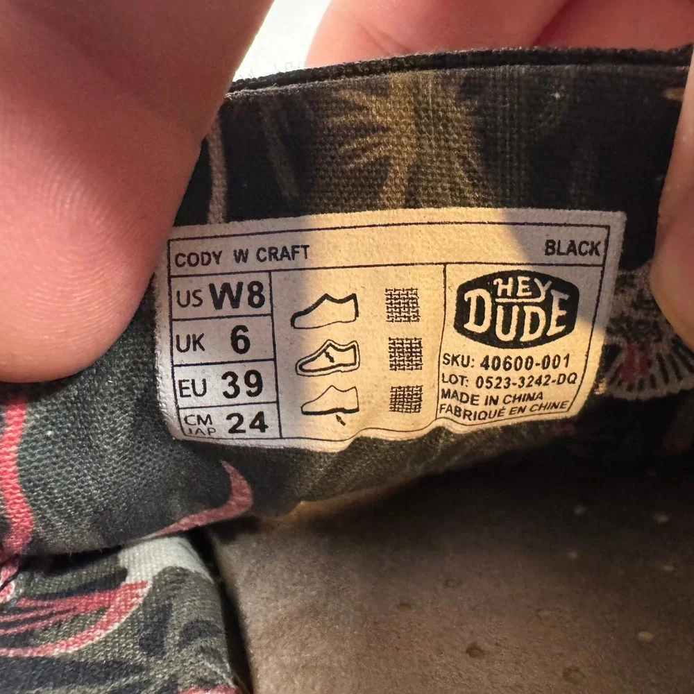 Hey Dude Cody W Craft Black Canvas Platform Slip On Sneakers Womens 8 40600-001